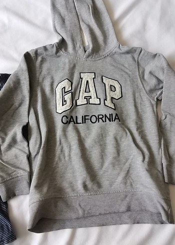 Erkek Gri Kapüşonlu Sweatshirt GAP California - Görsel 3