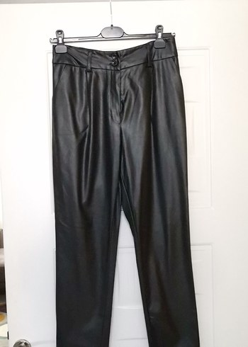 Deri Siyah Midi Kadın Pantolon - Görsel 2