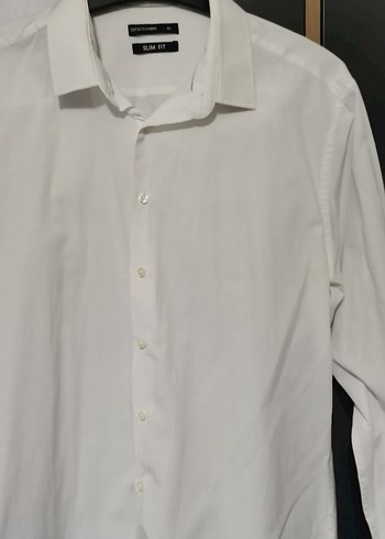 Düğmeli Beyaz Pamuklu Erkek Gömlek - Görsel 3