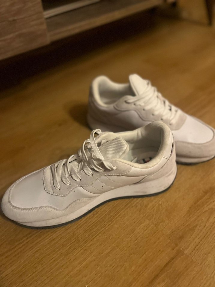 Beyaz erkek Spor Ayakkabı - Dolgu Topuklu, Cırtlı - Görsel 3