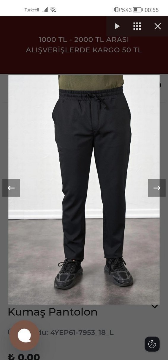 Erkek Siyah Regular Fit Rahat Pantolon - Görsel 2