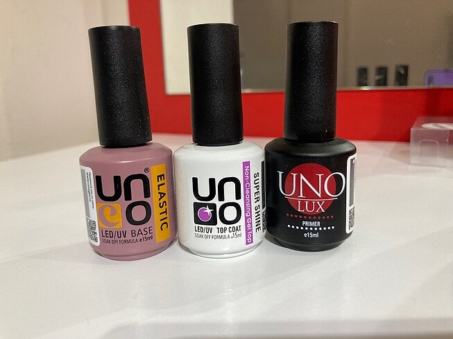 Sifir etiketli set top coat base coat praimer 15ml Uno