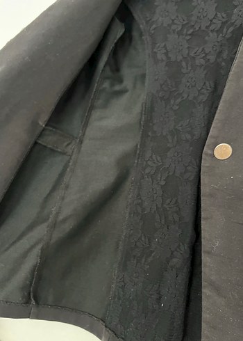 s Beden Düğmeli Siyah Midi Kadın Blazer Ceket