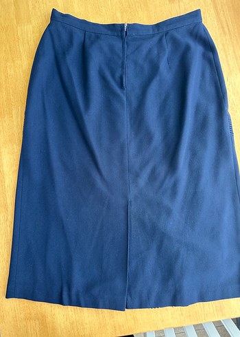 Lacivert Pileli Kumaş Etek - Görsel 4