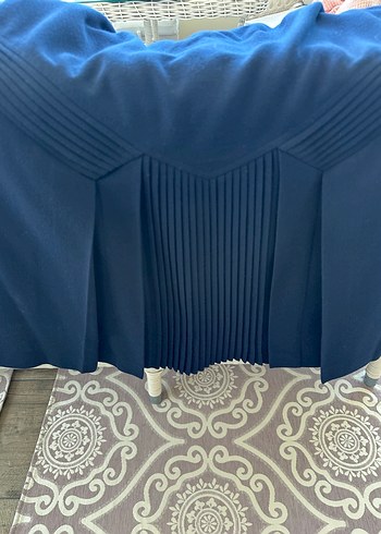 Lacivert Pileli Kumaş Etek - Görsel 8