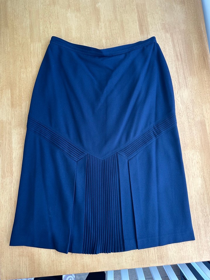 Lacivert Pileli Kumaş Etek - Görsel 2