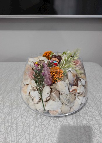 Deniz Kabukları ve Minyatür Figürlü Dekoratif Kase - Görsel 2