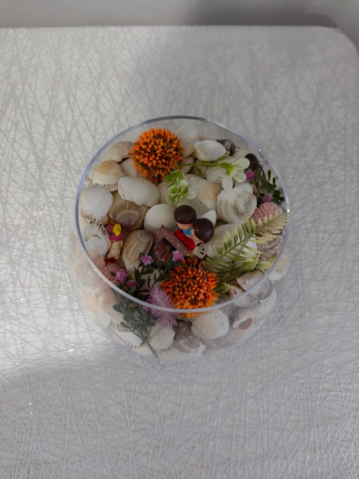 Deniz Kabukları ve Minyatür Figürlü Dekoratif Kase - Görsel 3