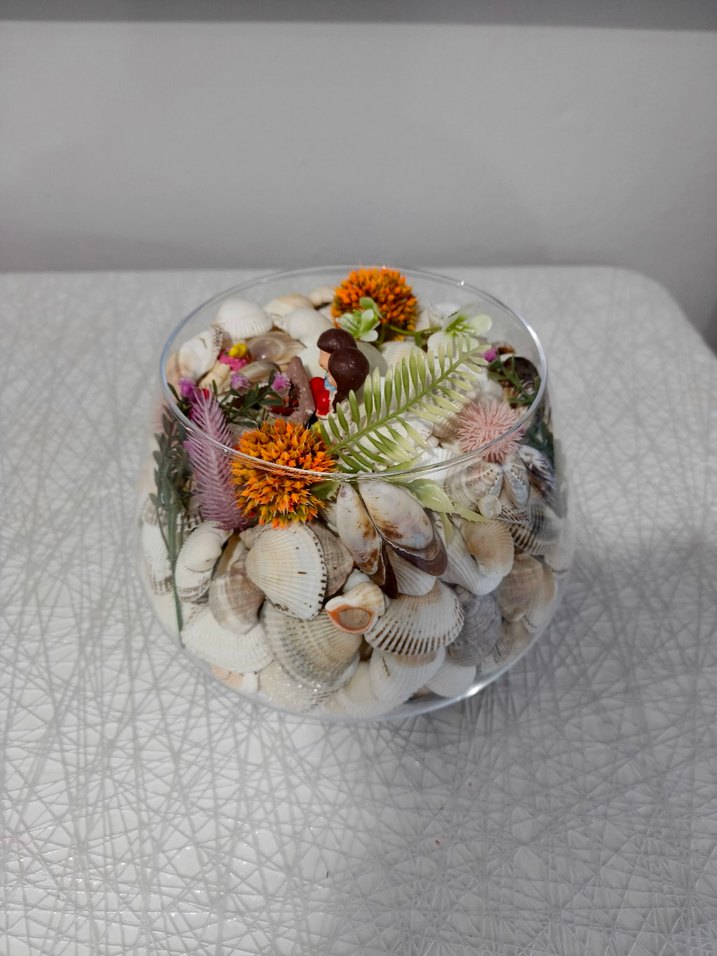 Deniz Kabukları ve Minyatür Figürlü Dekoratif Kase - Görsel 4