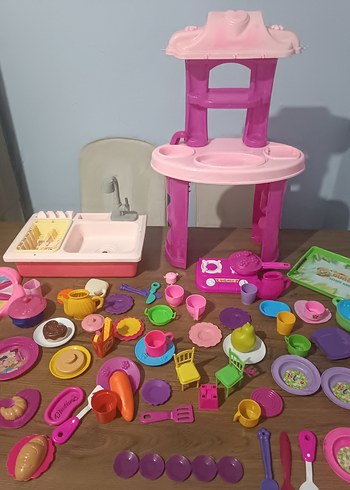 Beden Renkli Pembe Oyuncak Mutfak Seti