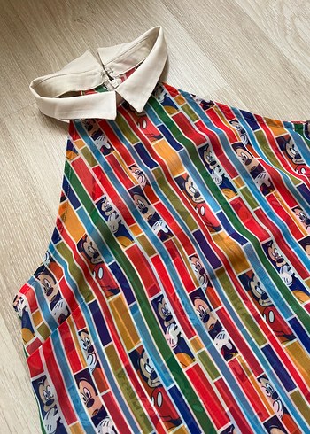 m Beden Renkli Retro Düğmeli Kolsuz Bluz
