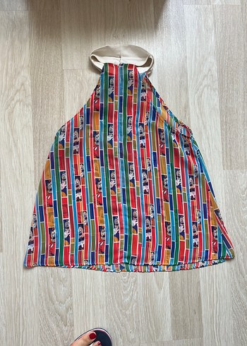 m Beden çeşitli Renk Renkli Retro Düğmeli Kolsuz Bluz