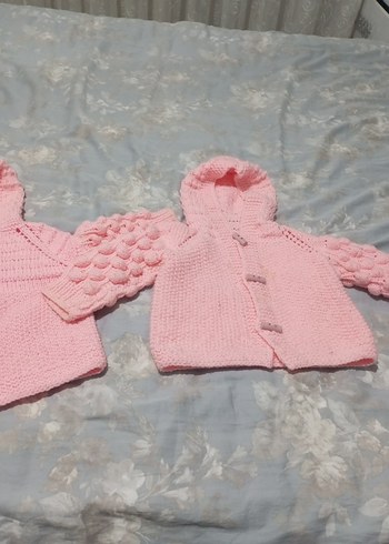 12-18 Ay Beden pembe Renk Kız Çocuk Pembe Örgü Hırka