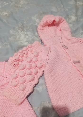 12-18 Ay Beden Kız Çocuk Pembe Örgü Hırka
