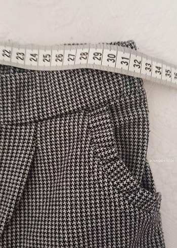 Düğmeli Gri Midi Kumaş Kadın Pantolon