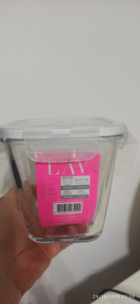 LAV Cam Gıda Saklama Kabı - Pembe Kapaklı - Görsel 2