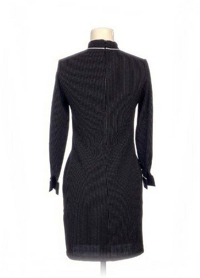 çizgili ofis elbise - Görsel 2