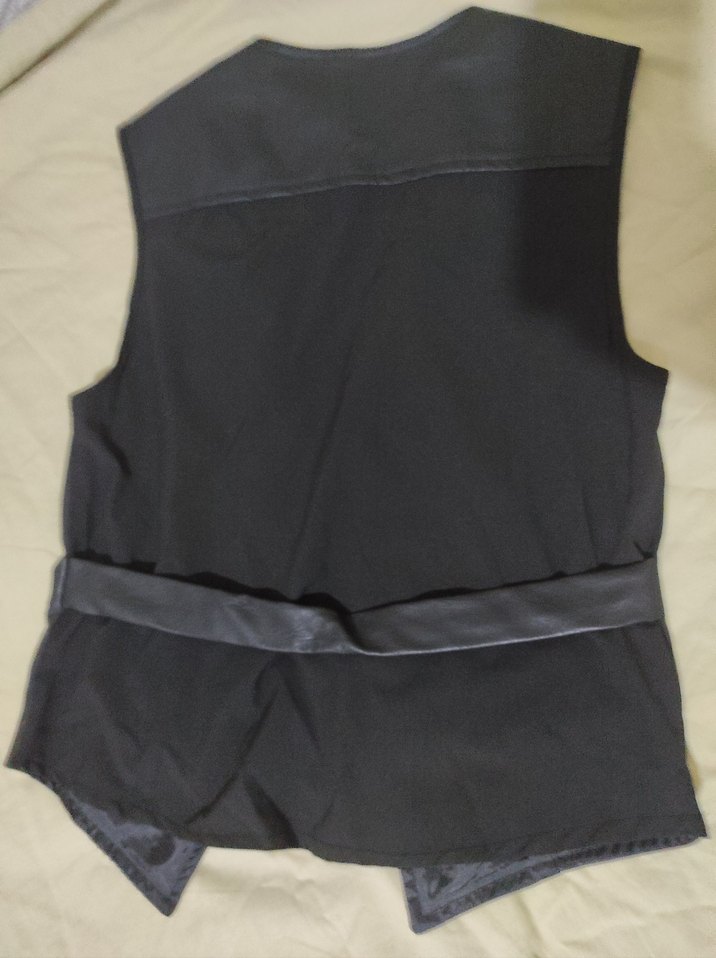 Siyah Deri Biker Yelek - Görsel 2