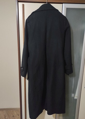 Siyah Uzun Kemerli Kadın Kaban - Görsel 2