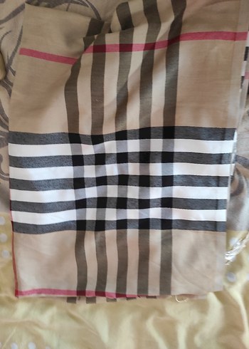 Bej Gri Çizgili Kadın Şal - Görsel 3