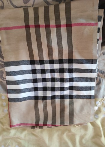 Bej Gri Çizgili Kadın Şal - Görsel 4