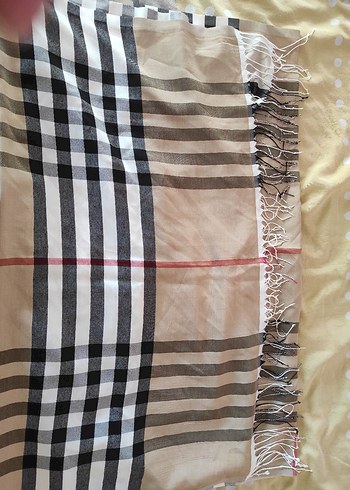 Bej Gri Çizgili Kadın Şal - Görsel 2