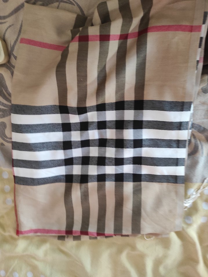 Bej Gri Çizgili Kadın Şal - Görsel 3