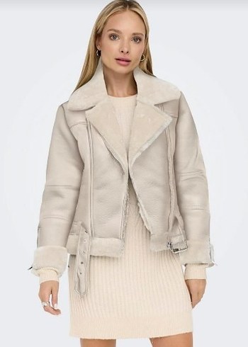 ONLY Bej Süet Kürklü Kadın Ceket - Görsel 3