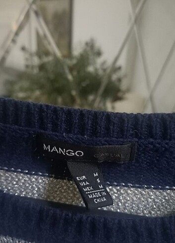 m Beden lacivert Renk Mango çizgili kazak