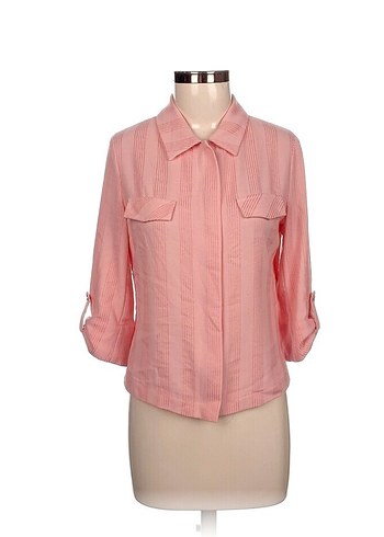 m Beden pembe Renk Pembe ceket Notched Lapel Yaka