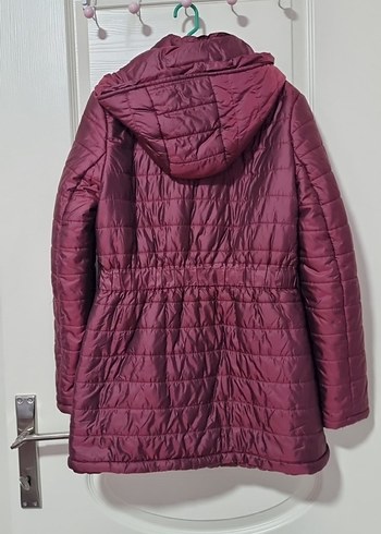 Bordo Kadın Kapitone Midi Mont - Görsel 4