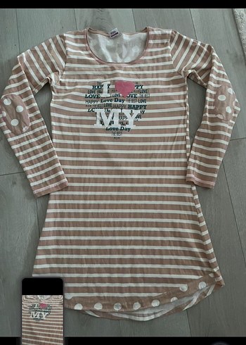 Pembe Baskılı Uzun Kollu eGecelik - Görsel 4