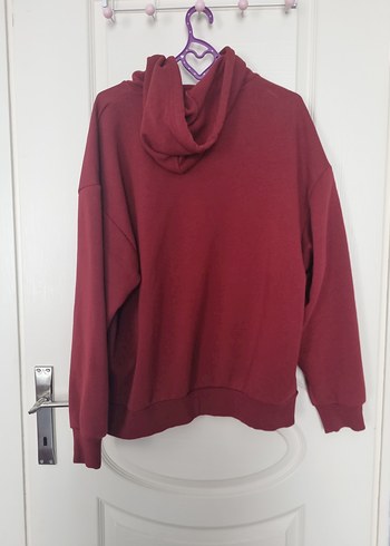 Bordo Kapüşonlu Mavi Baskılı Sweatshirt - Görsel 2