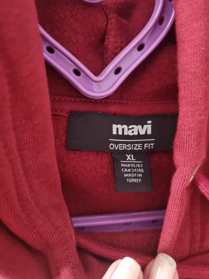 Bordo Kapüşonlu Mavi Baskılı Sweatshirt - Görsel 3