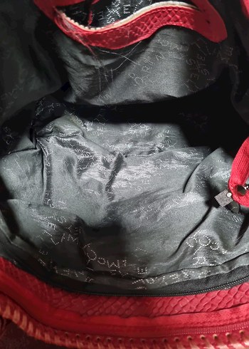 Bordo Deri Yılan Desenli Zincir Detaylı Kadın Çanta - Görsel 4