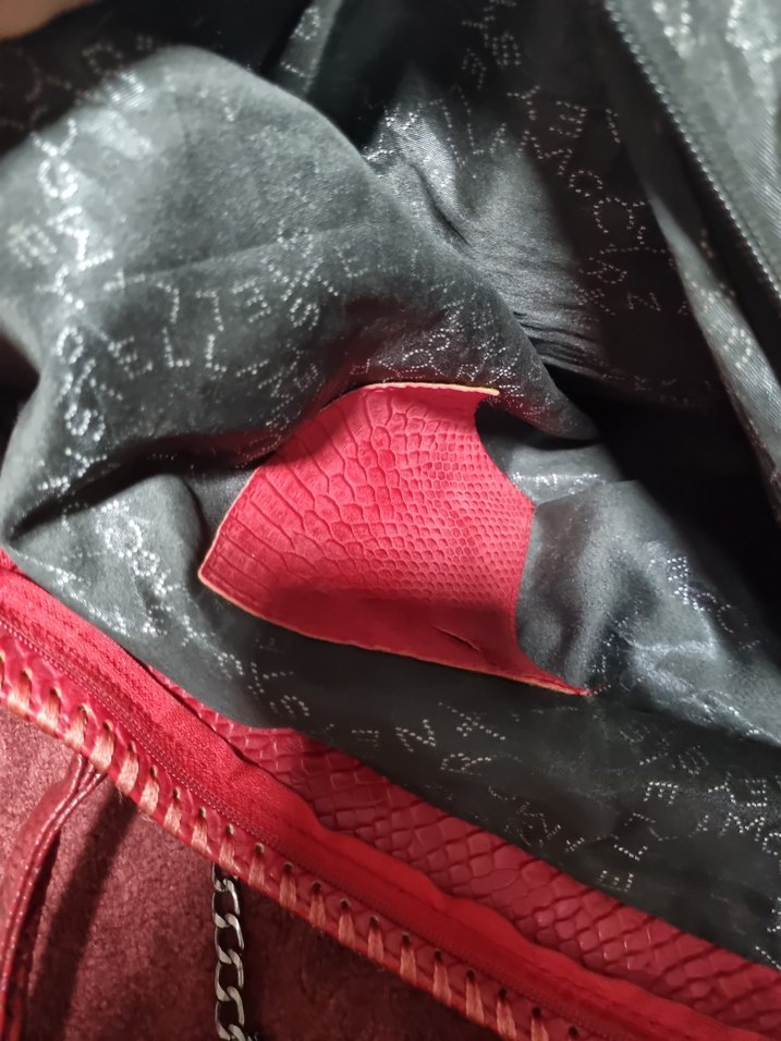 Bordo Deri Yılan Desenli Zincir Detaylı Kadın Çanta - Görsel 5