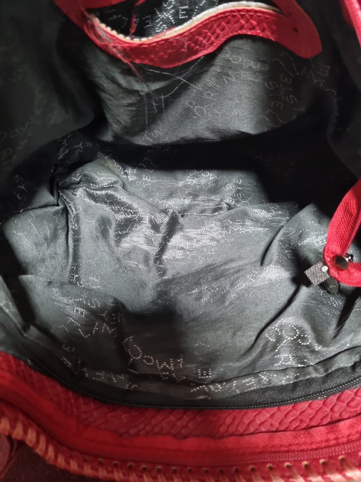 Bordo Deri Yılan Desenli Zincir Detaylı Kadın Çanta - Görsel 4