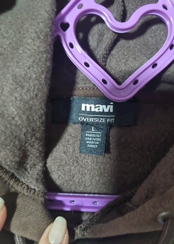 Kahverengi Kapüşonlu MAVİ Sweatshirt - Görsel 3