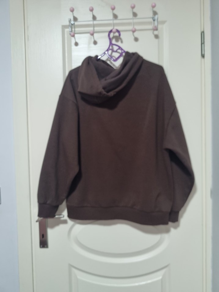 Kahverengi Kapüşonlu MAVİ Sweatshirt - Görsel 5