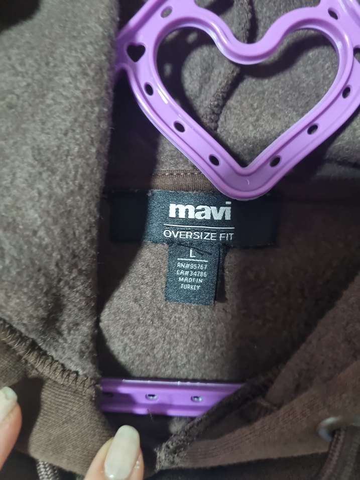 Kahverengi Kapüşonlu MAVİ Sweatshirt - Görsel 3