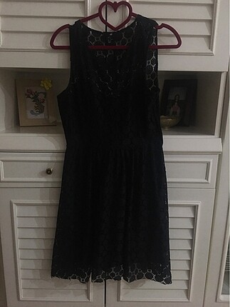 dantelli siyah h&m elbise