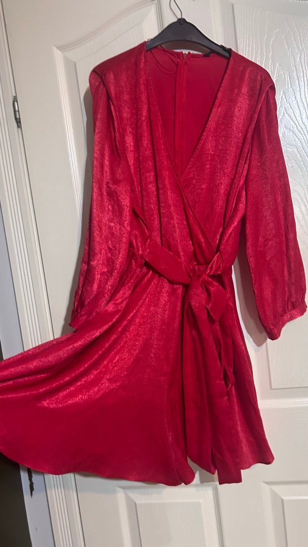 Kadın Kırmızı Parlak Uzun Kollu şort tulum - Görsel 2