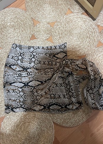 Yılan Desenli Uzun Kollu Bohem Blluz ve etek - Görsel 2