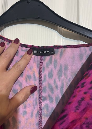 Zincir Detaylı Mor Bağlamalı Uzun Bluz - Görsel 2