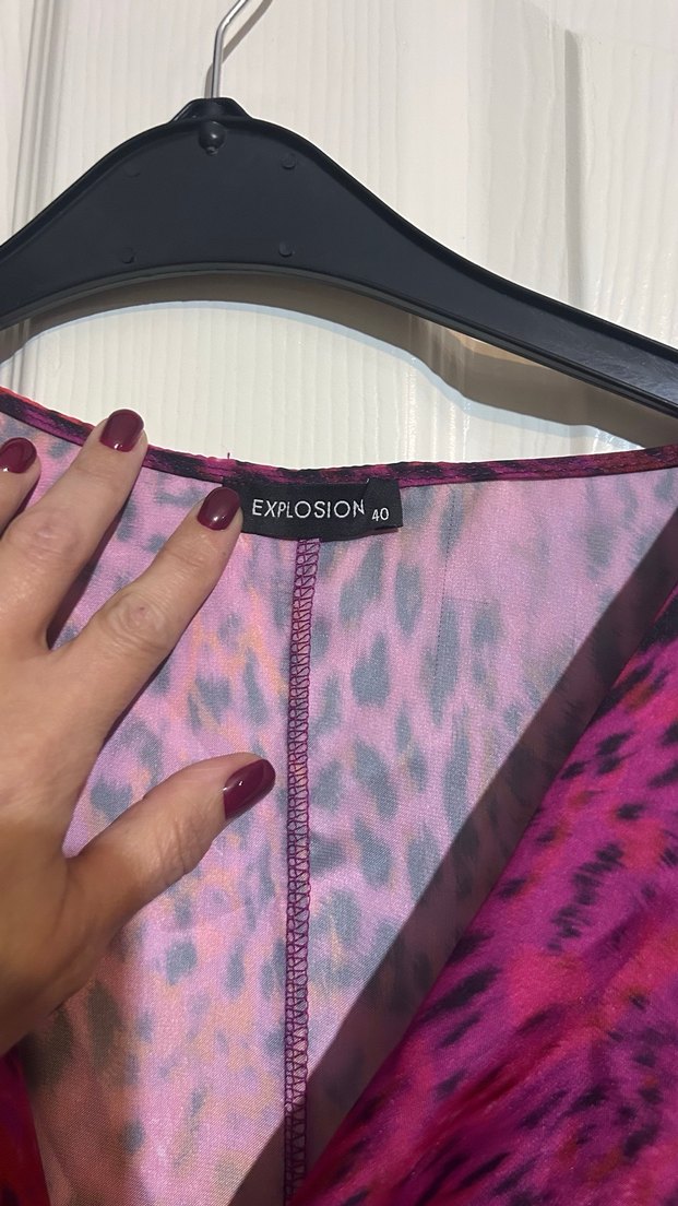 Zincir Detaylı Mor Bağlamalı Uzun Bluz - Görsel 2