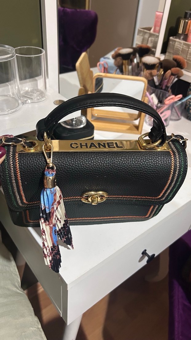 Çok Renkli Deri Bohem Kadın Çantası - Görsel 2