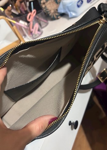 Kahverengi Deri Baskılı Kadın Çanta - Görsel 2