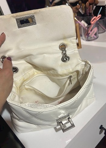 Beyaz Deri Kapitone Kadın Çanta - Görsel 2