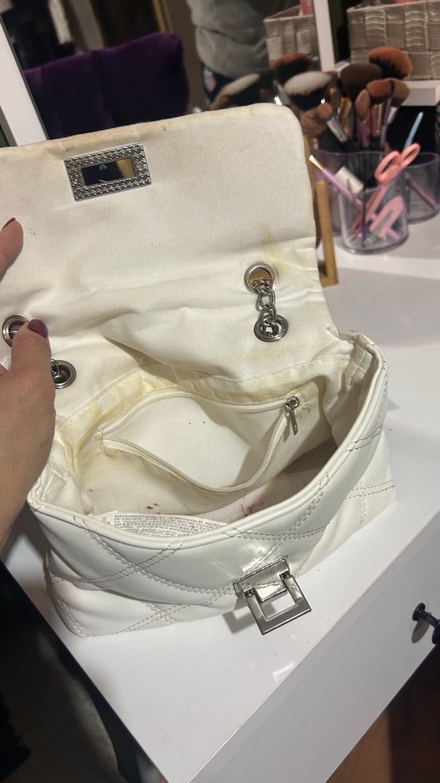 Beyaz Deri Kapitone Kadın Çanta - Görsel 2
