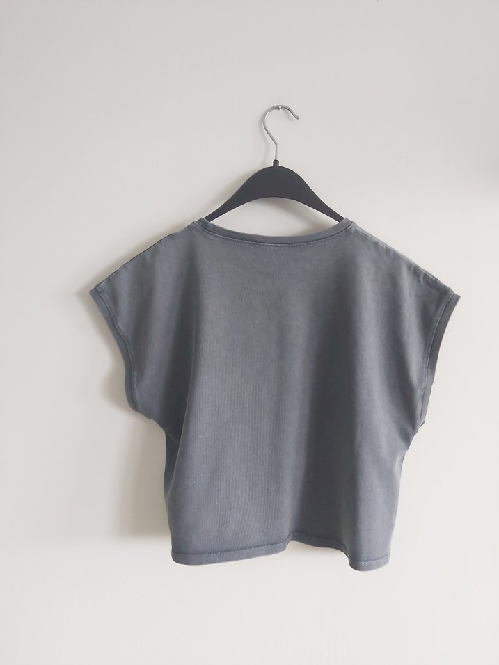 Gri Kadın Tişörtü, Salaş Kesim - Görsel 4